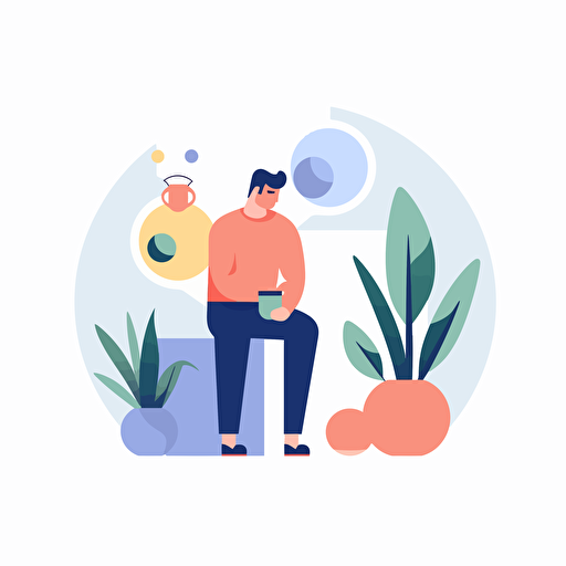 illustration of "lack of focus and motivation". Style: flat vector simplistic illustration in pastel colors with white background