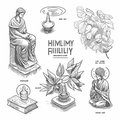 humility meditation isometric hand drawn sketches line drawing illustration vector