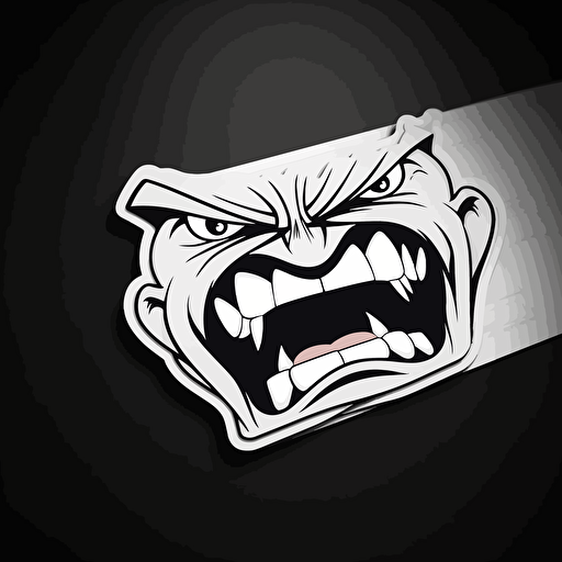 sticker, angry strip of gum, contour, vector, black background