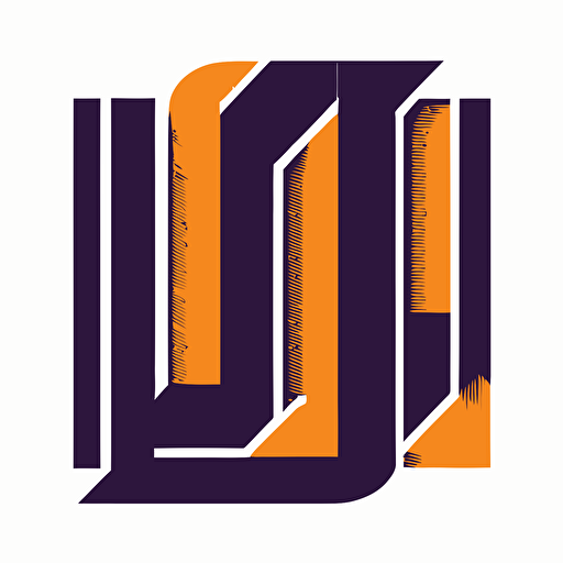 a lettermark logo of the letter L, simple, vector, flat, based on purple, orange and charcoal in the style of aaron draplin