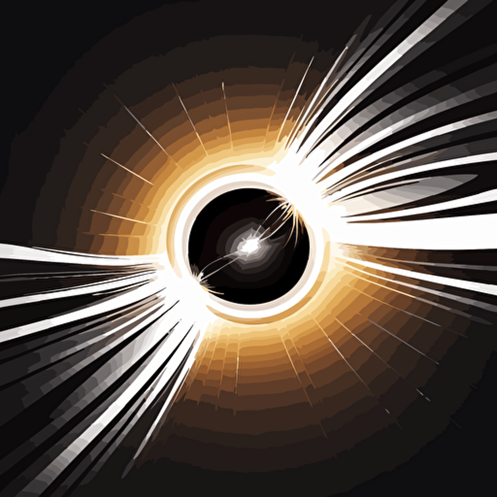light bending around a black hole, vector, line, white background