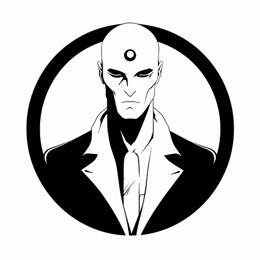 Watchmen Doctor Manhattan illustration, minimal, outline strokes only, black and white, logo, vector, minimallistic, white background