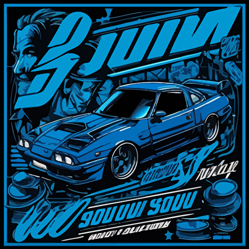 jdm related shop advertisement, highlight blue, vector