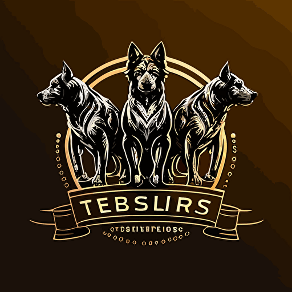 cerberus dogs tight leash, vector logo