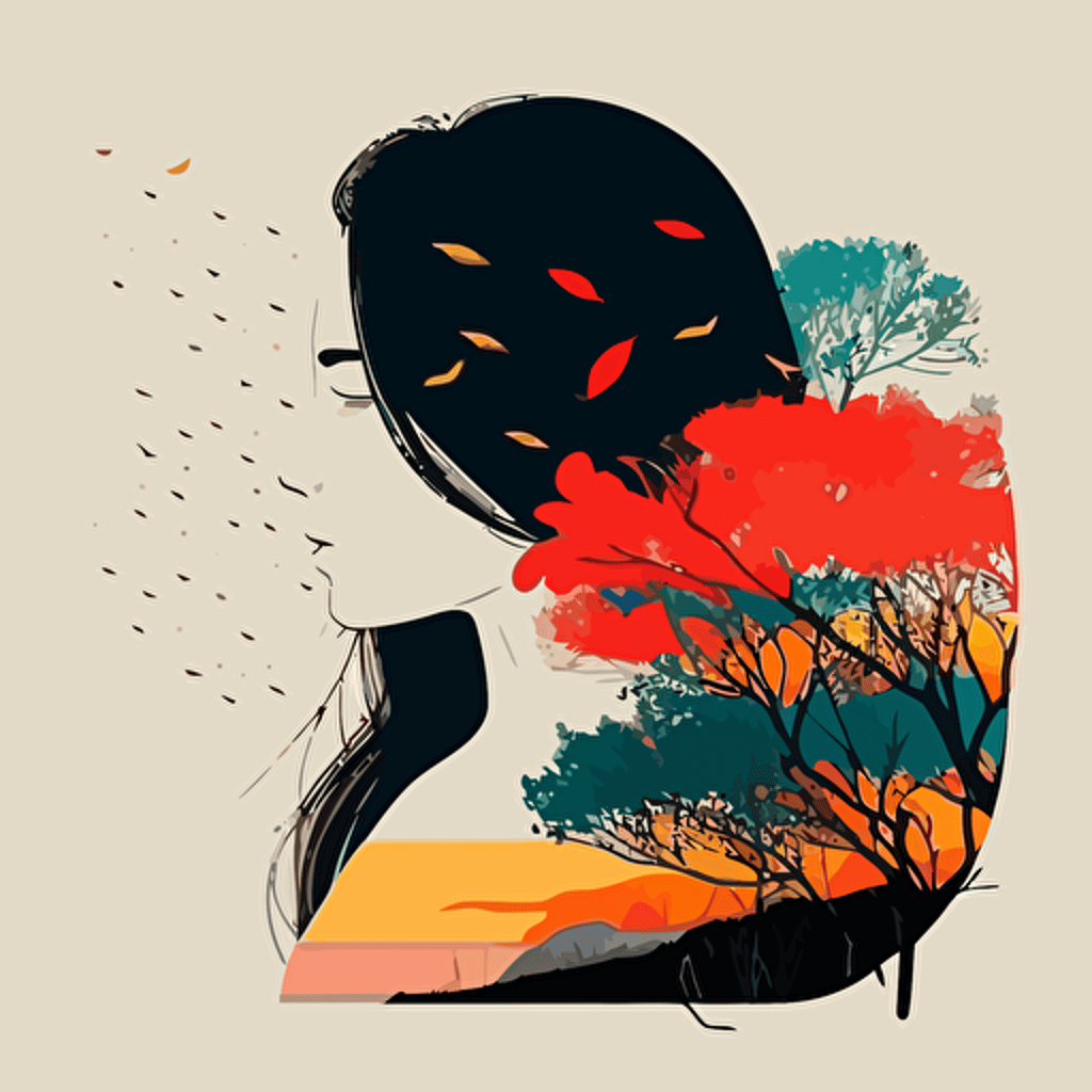 women art ilusstration, minimal, nature, vector art