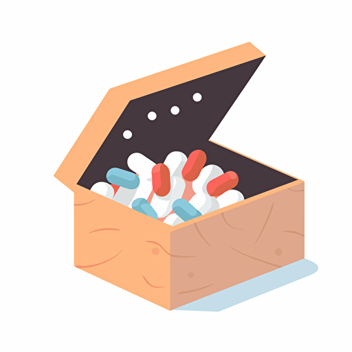 a vector art with a white background showing a box of pills,
