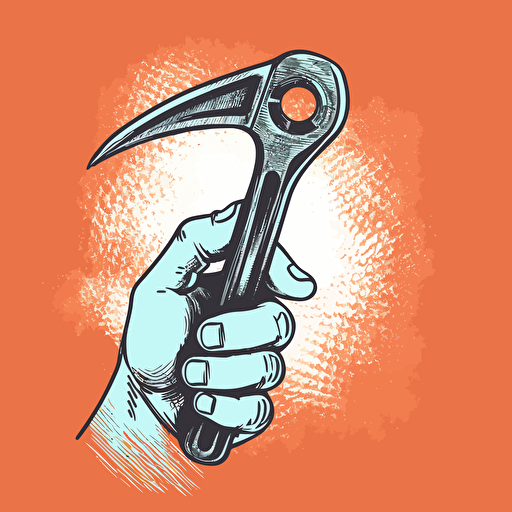 a illustration in vector style of a hand holding a spanner