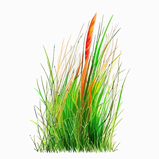 long grass, grass, vector art, morandi colours, isolated white background