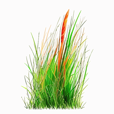 long grass, grass, vector art, morandi colours, isolated white background