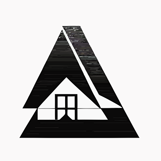 Geometric iconic logo of house roof black vector, on whit backgroynd