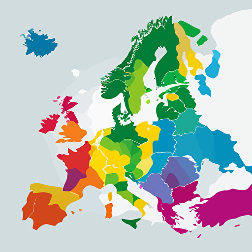 vector map of europe with esch country in different colour, 4:2