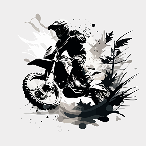 guy riding a dirt bike in simple art form with no background, monochromatic, minimalist style, vector image
