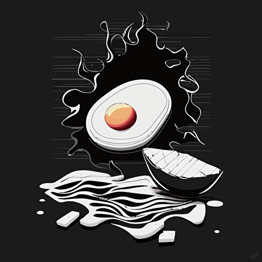 black and white vector bacon and eggs
