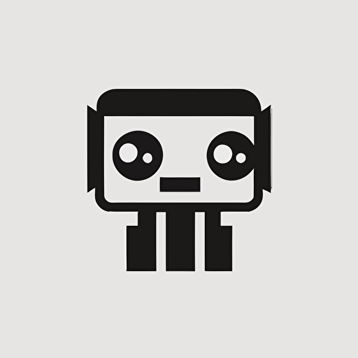 a simple falt minimal vector logo that shows a robot head, mono color