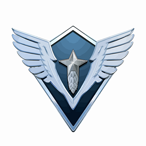 Badge similiar to USAF Cyberspace Officer Badge, no lettering, no image noise, white background, flat vector illustration, hyperdetail, maximum detail