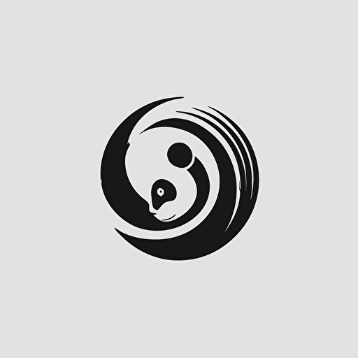 an abstract panda logo. Behind angle. Black and white vector. Minimal. Simple. Clean. No detail. No texture. Abstract. Basic.