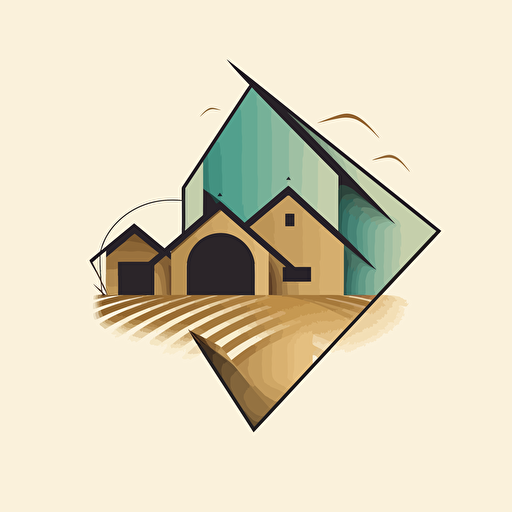 create a geometric real estate logo, vector style, country side life