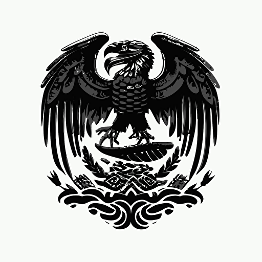 modern iconic logo of house roof and mexican eagle with snake black vector, on whit backgroynd