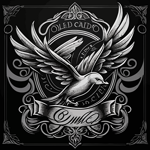 logo, tatoo dove, vector, 20's style, black and gray