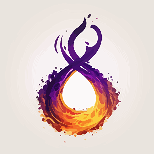 minimalist, logo, infinity symbol on fire, white background, purple, vector, no shadows
