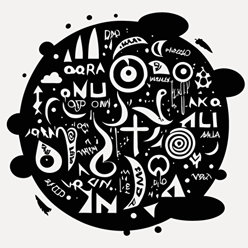 A clean and simple thought bubble showing a few jumbled runic symbols, indicating mental confusion from the Dazed condition, black and white, vector, flat, svg, dnd style