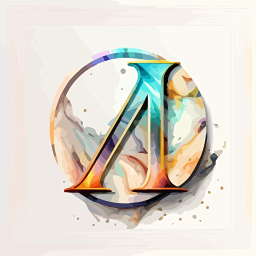symbolic, Elegant, iconic logo of marble with letter A and Letter H in the middle, colorful vector, on white background