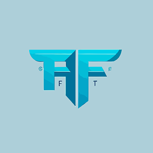 a simple logo with word TF inside, vector illustration, modern style, flat, blue as a main color