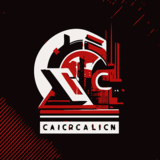 Construction logo Wth Letters ALC, clean, vector style, red white black colors