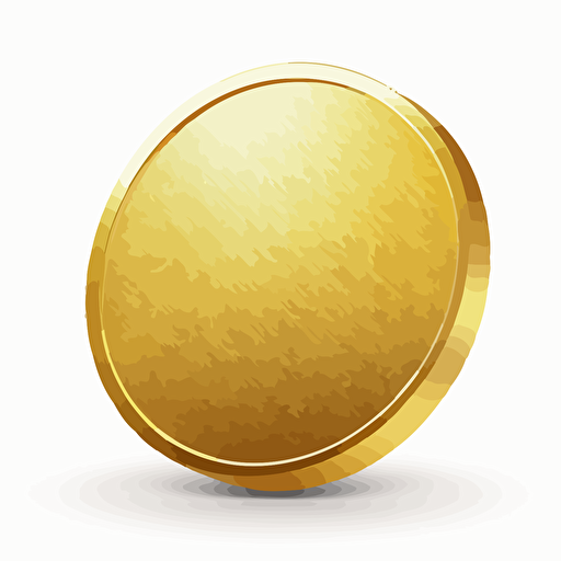 A gold coin icon. it is on the edge. Bright and voluminous, vector. White background.