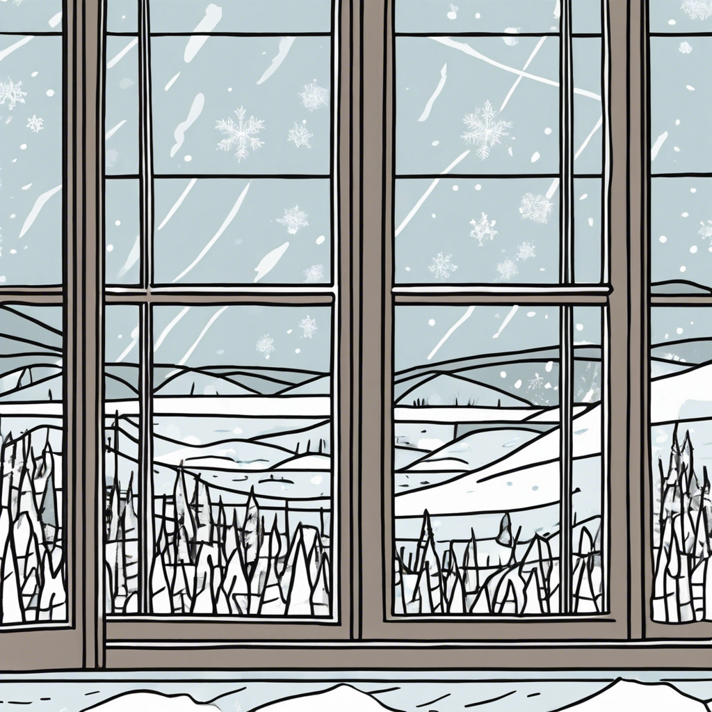 Frost on a winter window pane, illustration in the style of Matt Blease, illustration, flat, simple, vector