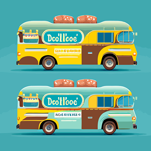 an amazing advert design for a double deckerbus. Food. Takeaway. Vector