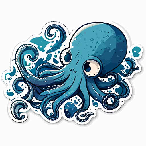 vector sticker blue octopus