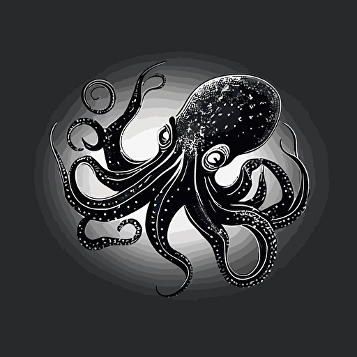 octopus, minimalistic, logo, black white, vector