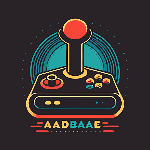 arcade joystick, logo, minimal, negative space, big outline, vector