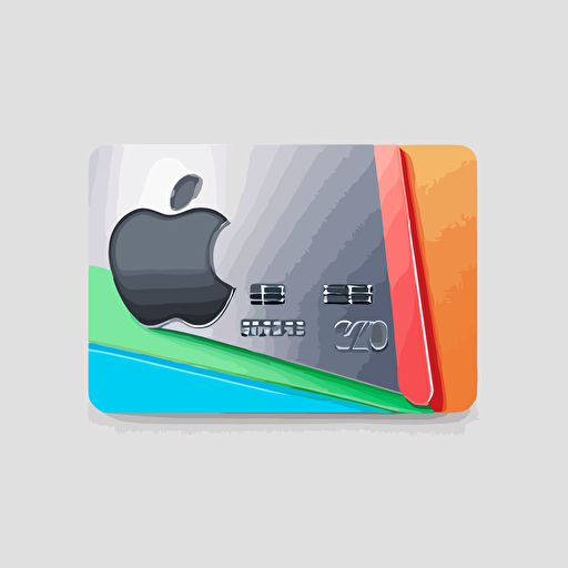 steel apple logo slicing into a credit card, vector, minimalist, three colours, plain background
