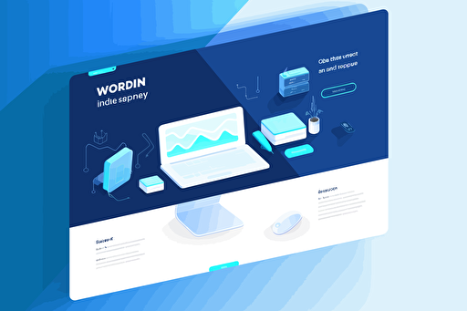 web design for a digital agency, minimal vector flat, colors lightblue darkblue white