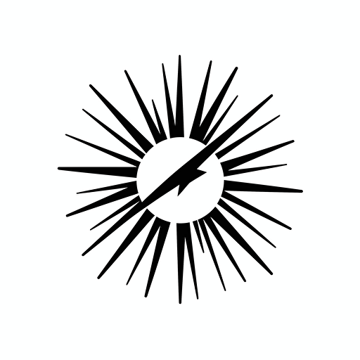 Sputnik, looking at the camera, minimal, outline strokes only, black and white, logo, vector, white background