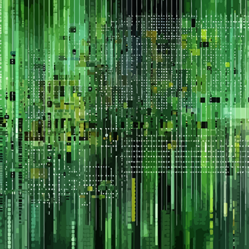 excel spreadsheet matrix rain, e-mail, coding, abstract, collage, modern art design, vector art, minimal style, green colors,