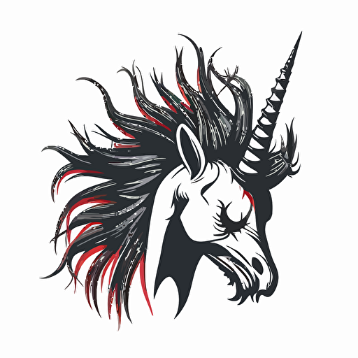 punk rock unicorn, vector logo, vector art, emblem, simple cartoon, 2d, no text, white background