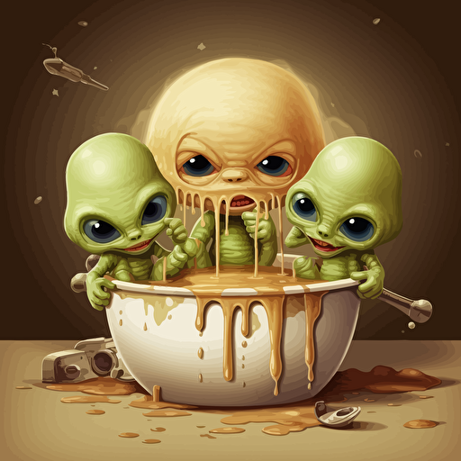 inside the pudding you find the truth, no background, brand new aliens by DJ SHADOWMIND, vector art,