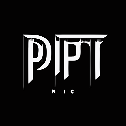 a black and white wordmark personal logo for the word Pit, simple, vector, no shading details