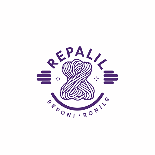 logo for knitting company called Reynsla, meaning experience, lilac color, vector style, logo style, white background, png