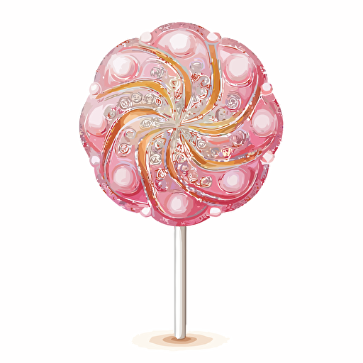pink detailed lollipop, bright colors, vector, isolated on a white background