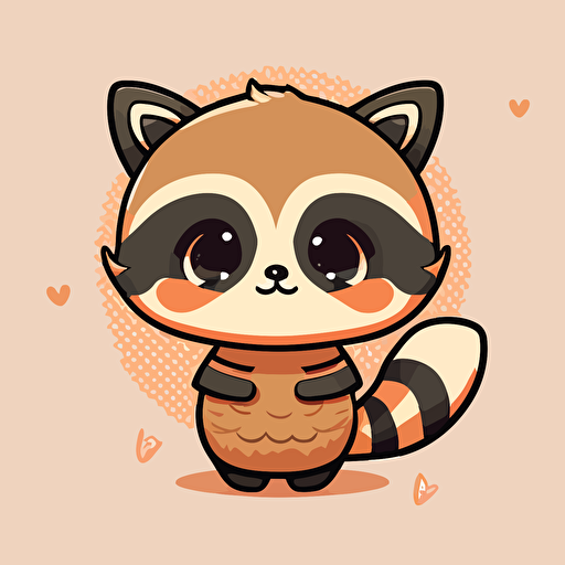 cute racoon kawaii style, vector clipart