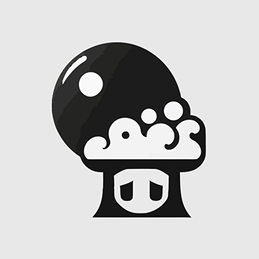 black and white vector logo of a minimalistic, simplified face with a mushroom head for a modern, futuristic, simple tech company