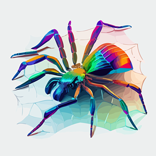 vector image of tarantula in a rainbow spider web,