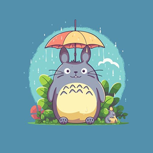 My neighbor totoro in the style of Bluey from ABC. Vector based kids show. Pastel colors. Bright and cheery