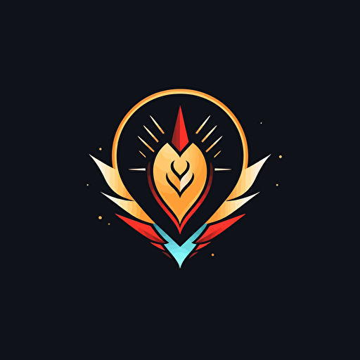 vector sleek design logo of heart and arrow pointing to it, inspired by zoroastrianism and fire, futuristic,