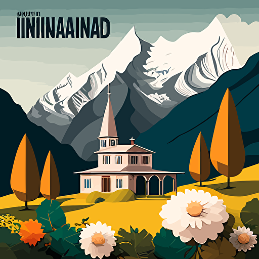 Uttarakhand Inda vector wallpaper with architecture and flora theme