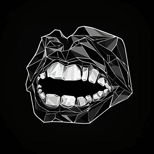 sticker, piece of gum, strong jaw, contour, vector, black background